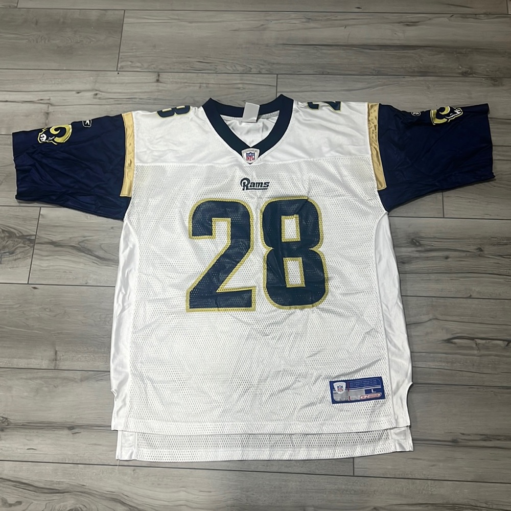 Marshall Faulk St. Louis Rams White Jersey Reebok Size Men’s Large